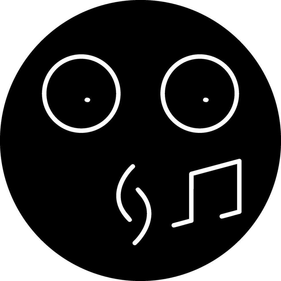 Whistling Emoji Face Solid Icon vector