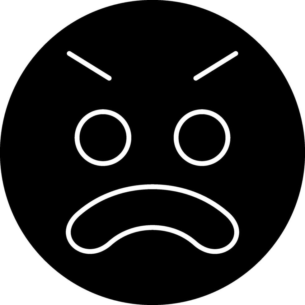 Angry Face Emoji Solid Artwork vector