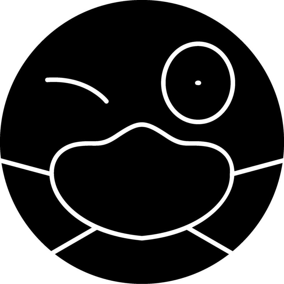 Face With Mask Emoji Solid Design vector