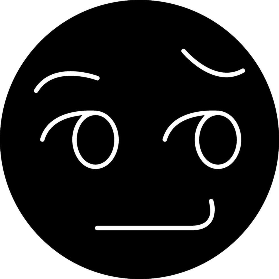 Smirk Emoji Face Solid Illustration vector
