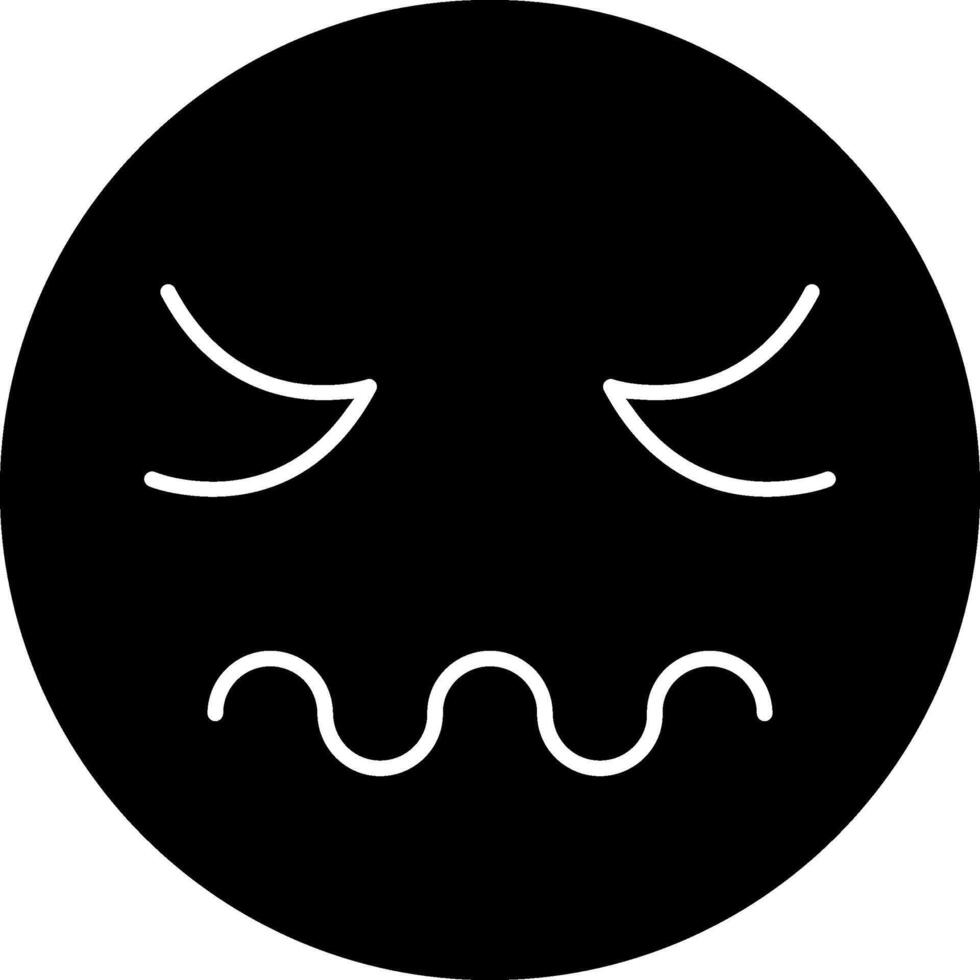 Disgusted Face Emoji Solid Icon vector