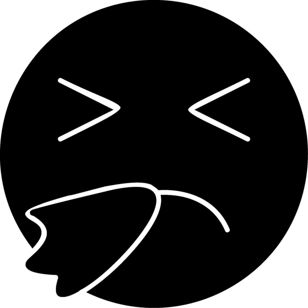 Sneezing Emoji Face Solid Icon vector