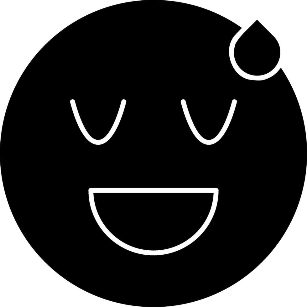 Relieved Face Emoji Solid Drawing vector
