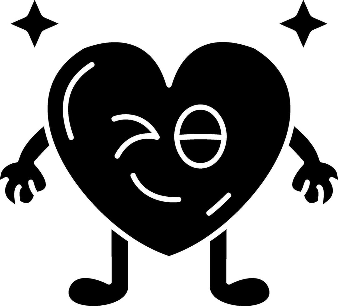 Wink Heart Face Solid vector