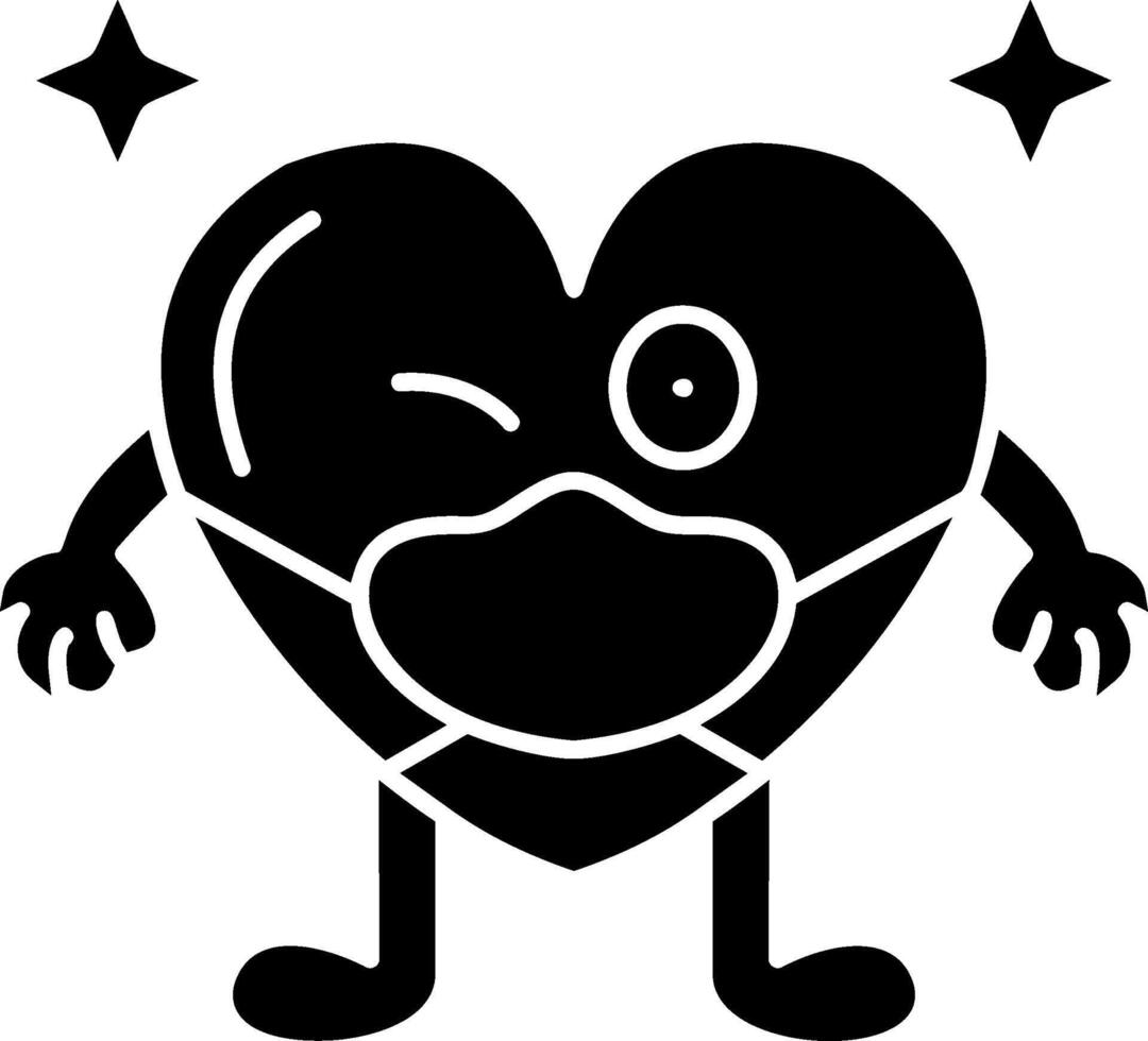 Masked Heart Emoji Solid vector