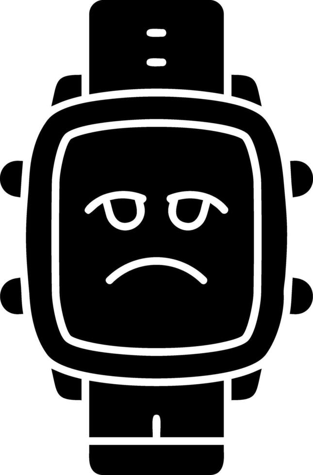 Sad emotion solid watch icon vector