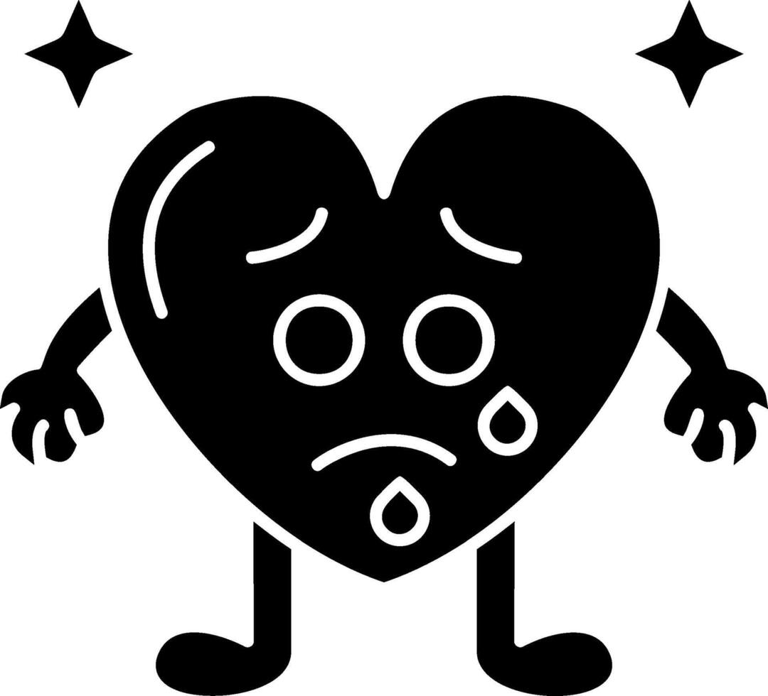 Anxious Heart With Sweat Solid vector