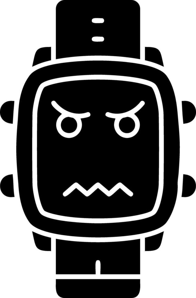 Crying face solid dial watch icon vector