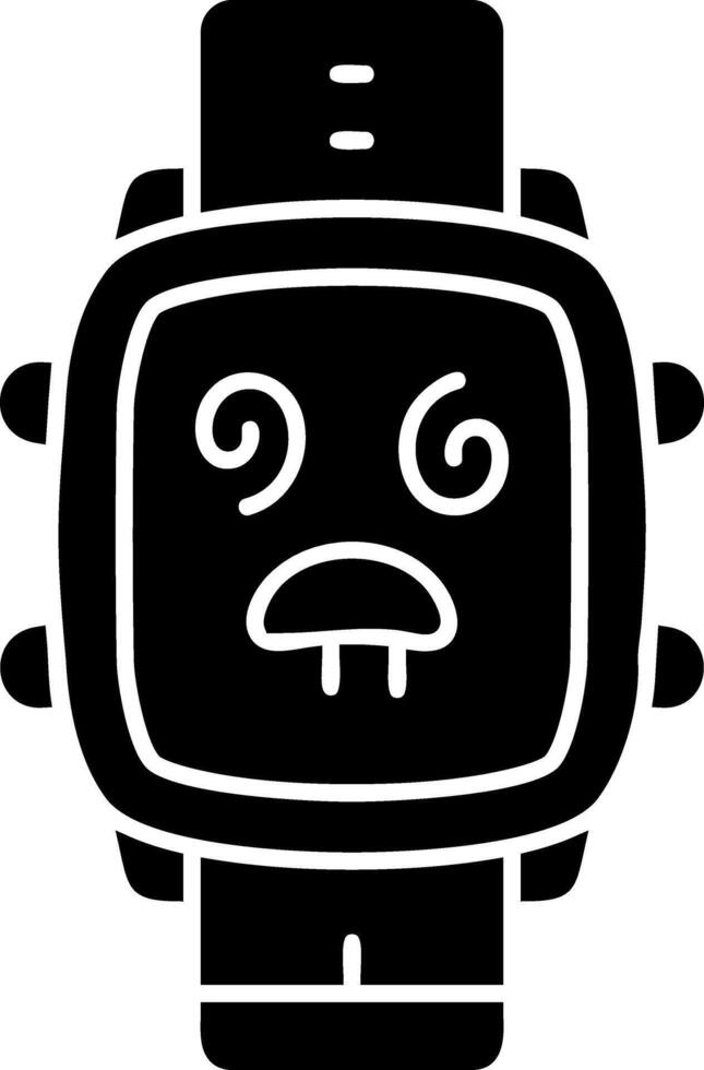 Dazed mood solid dial watch icon vector