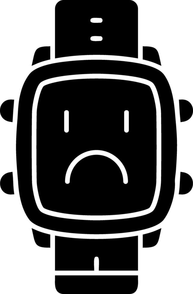 Unhappy mood solid watch dial icon vector