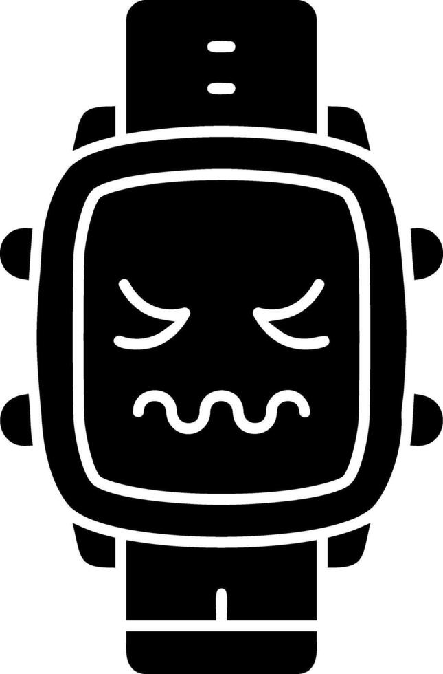 Disgusted look solid watch dial icon vector