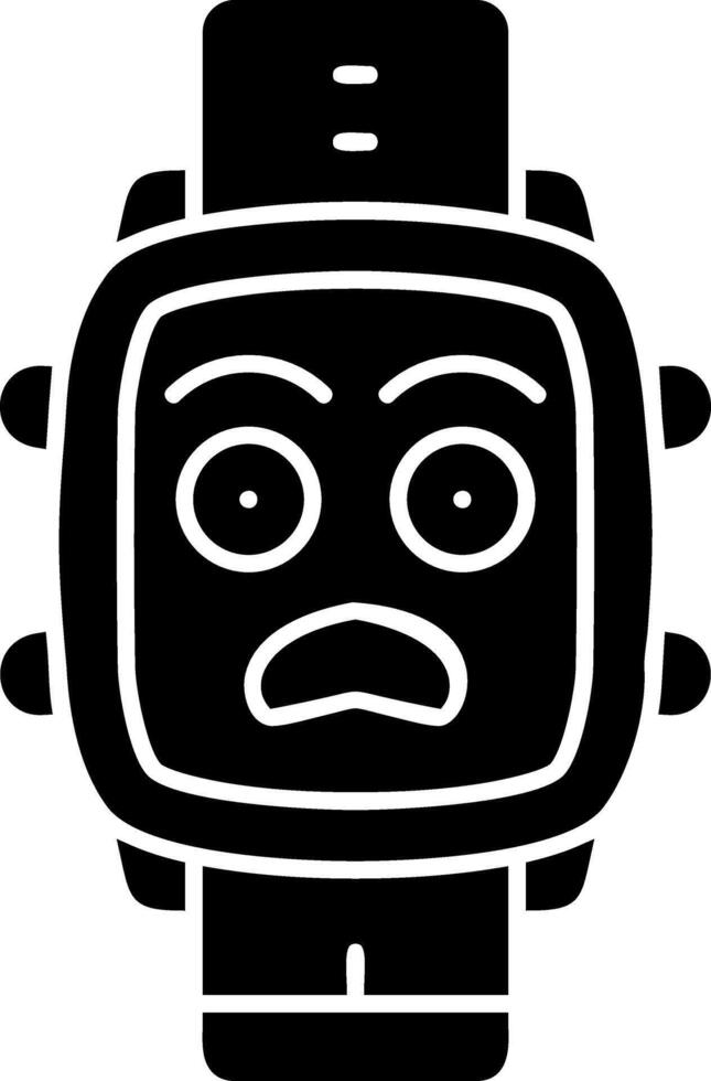 Fearful mood solid watch dial icon vector