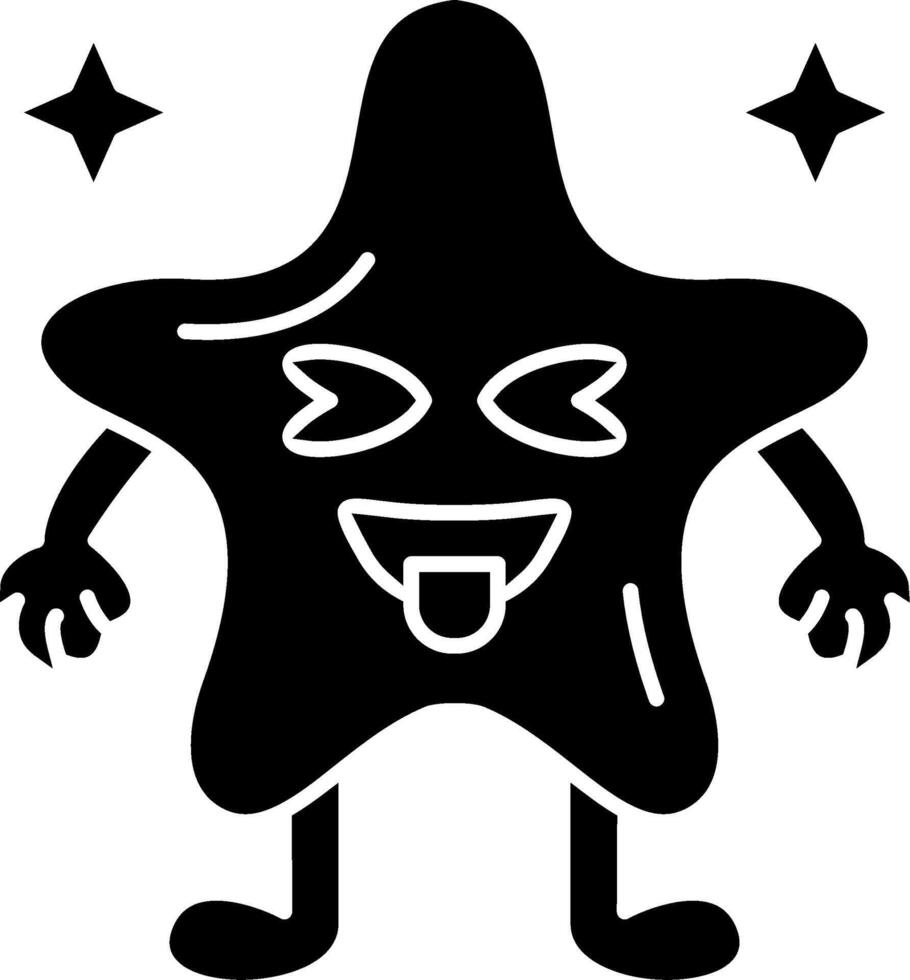Tongue out solid star emoji icon vector