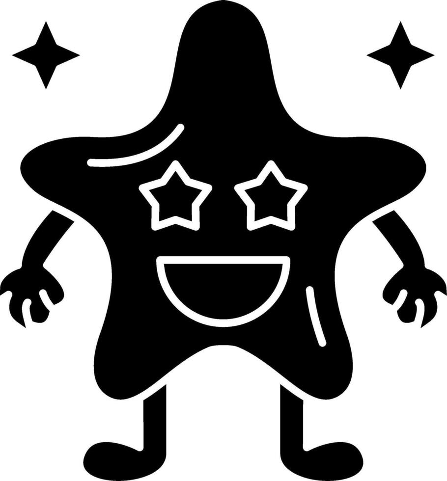 Starstruck excited emoji solid icon vector