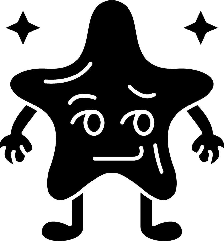 Smirk face emoji solid star style vector