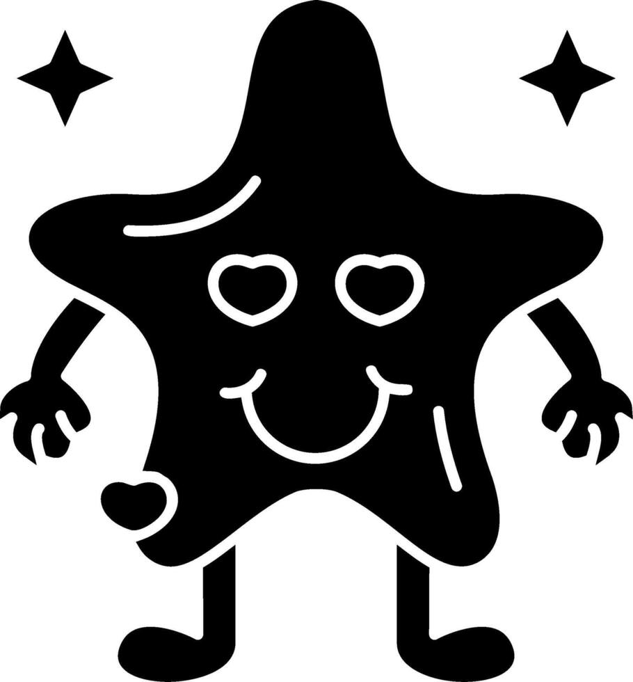 Smile with hearts star solid emoji vector