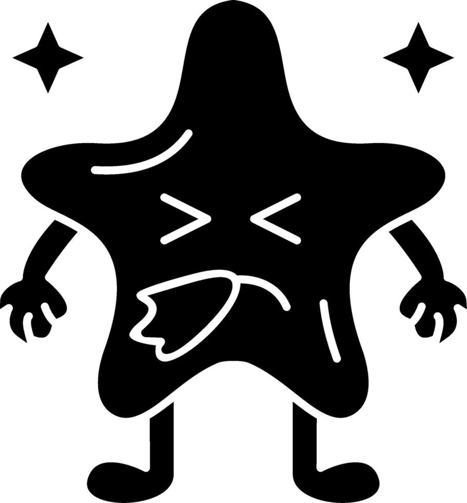 Sneezing face star emoji solid vector