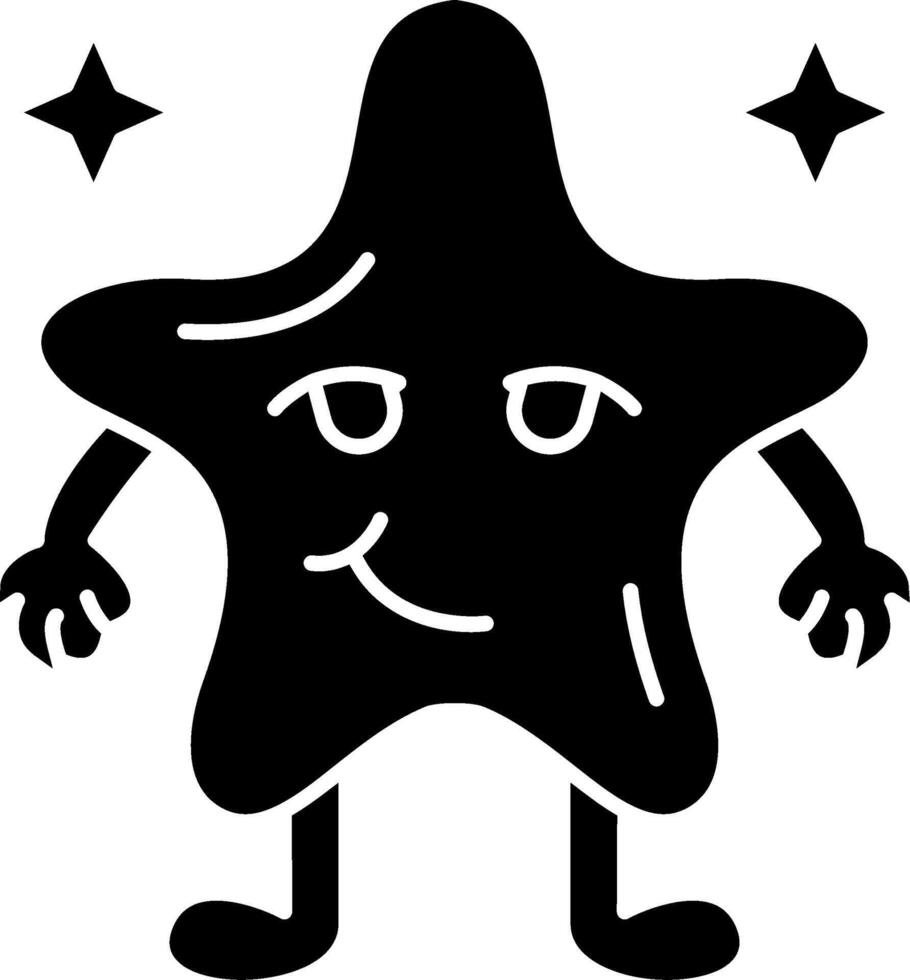 Wry smile star emoji solid cartoon vector