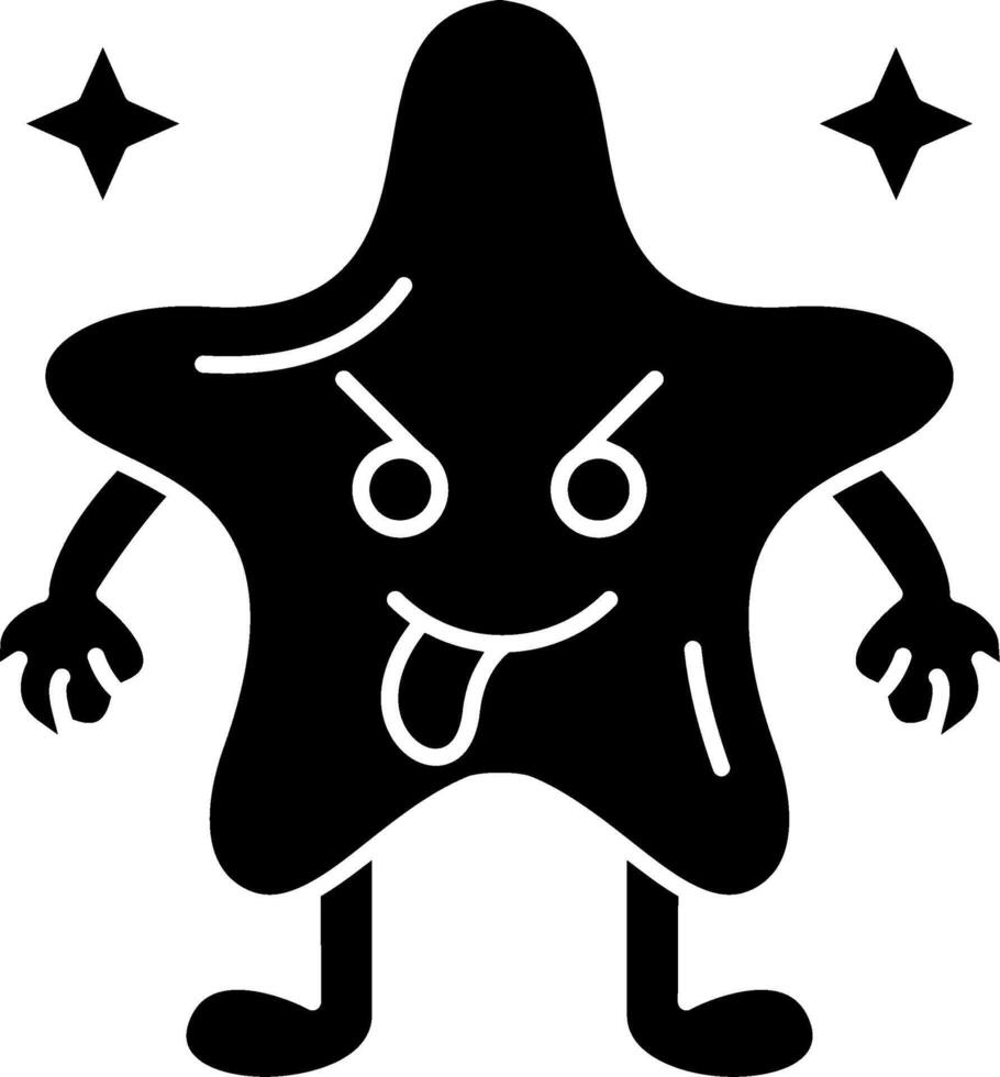 Mocking face emoji star solid design vector