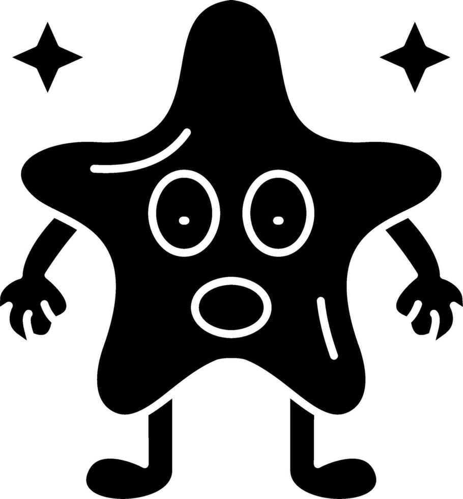 Astonished star face emoji solid icon vector