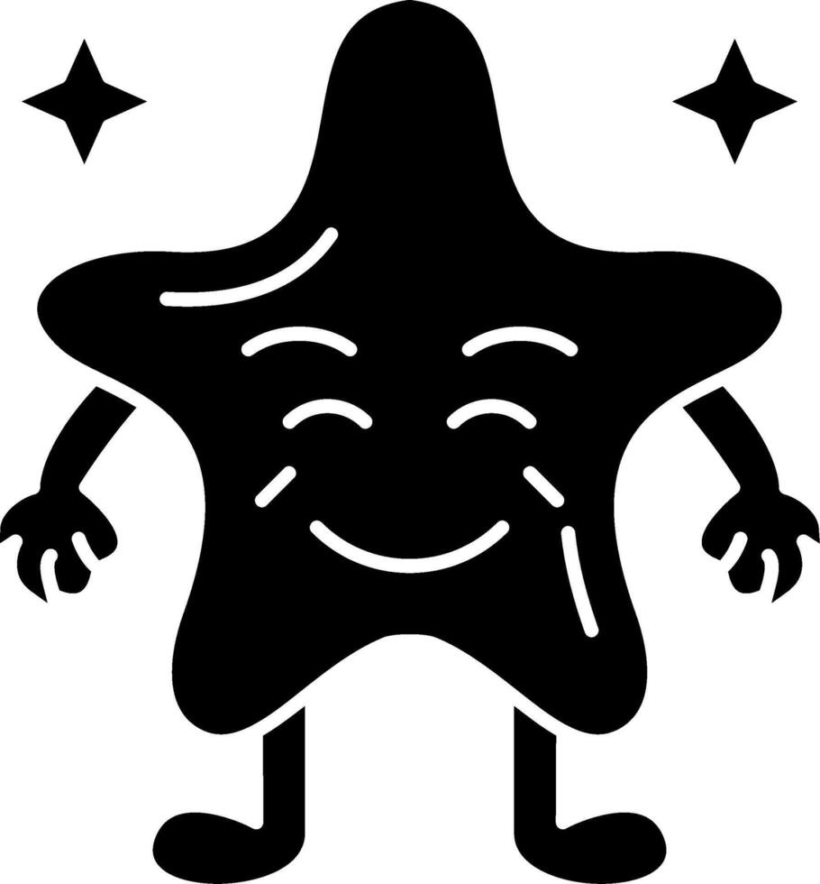 Joy happy star face solid icon vector