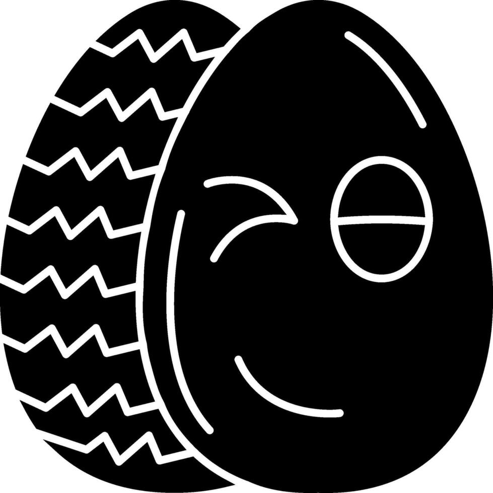 Wink Easter Egg Emoji Solid Illustration vector