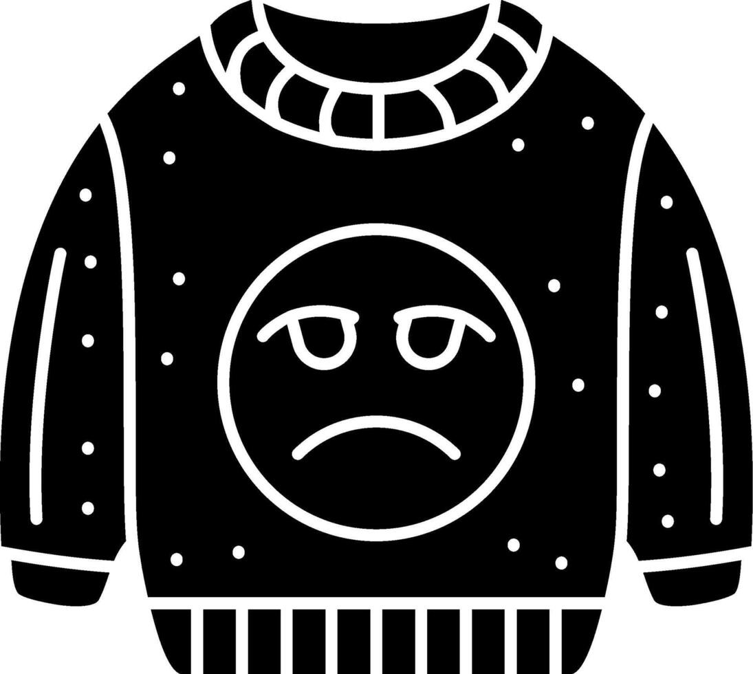 Sad Face Emoji Sweatshirt Icon Solid vector
