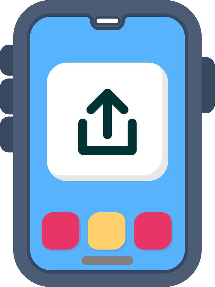 Colourful upload icon for sending mobile content vector