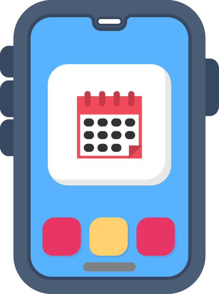 Colourful calendar icon for smart phone scheduling vector