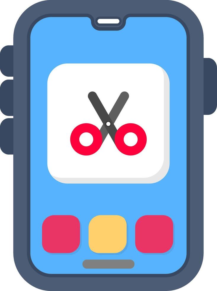 Colourful scissor icon for cut and edit functions vector