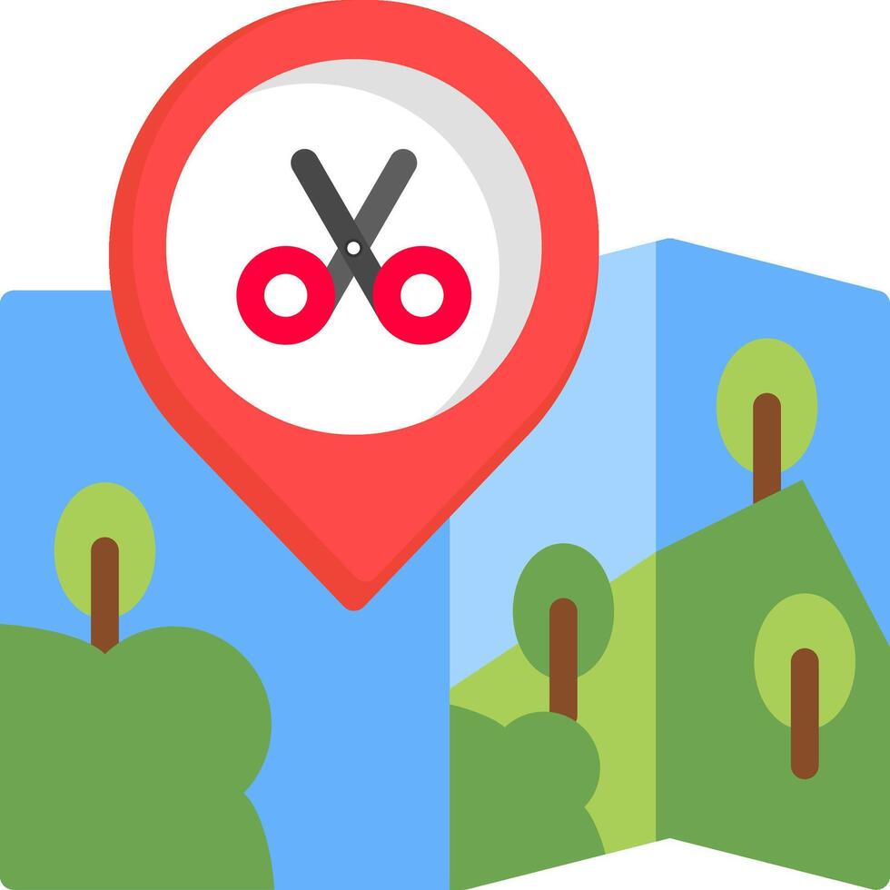 Scissor Route Cut Icon vector