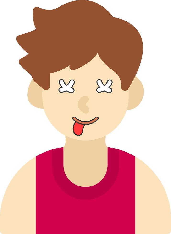 Dead Face Flat Boy Icon vector