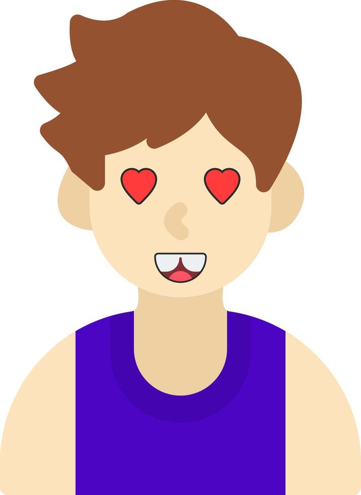 In Love Flat Boy Emoji vector