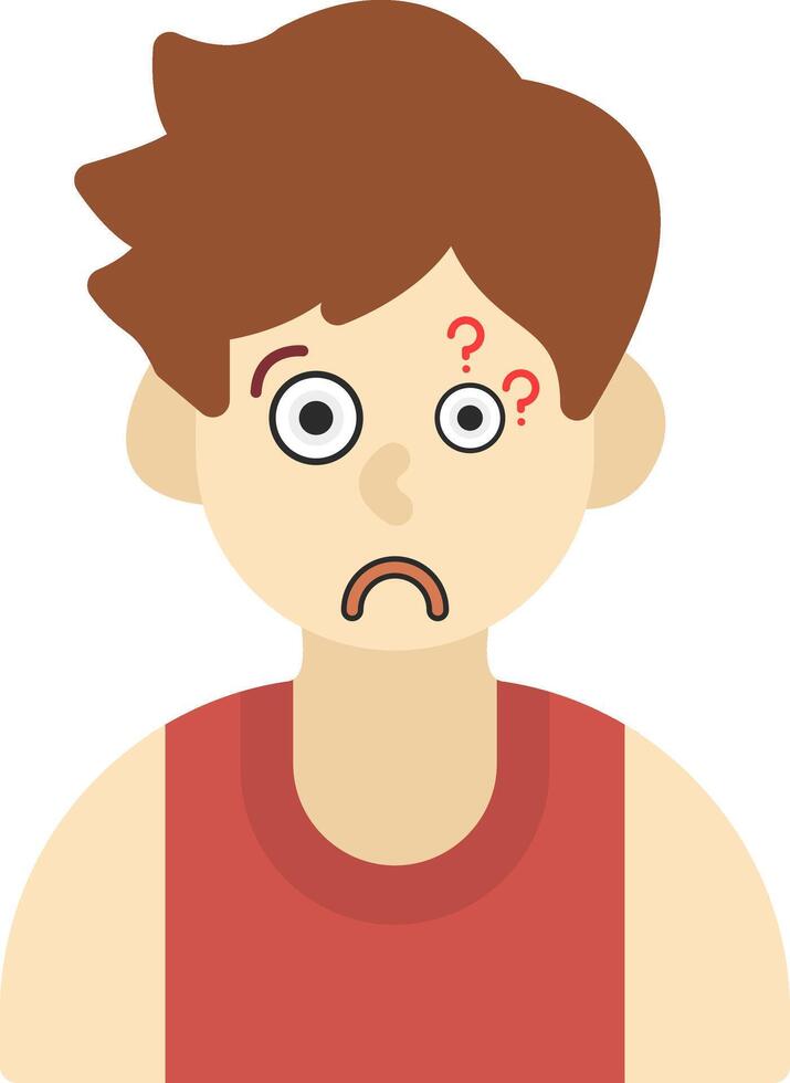 Thinking Boy Colourful Flat Icon vector