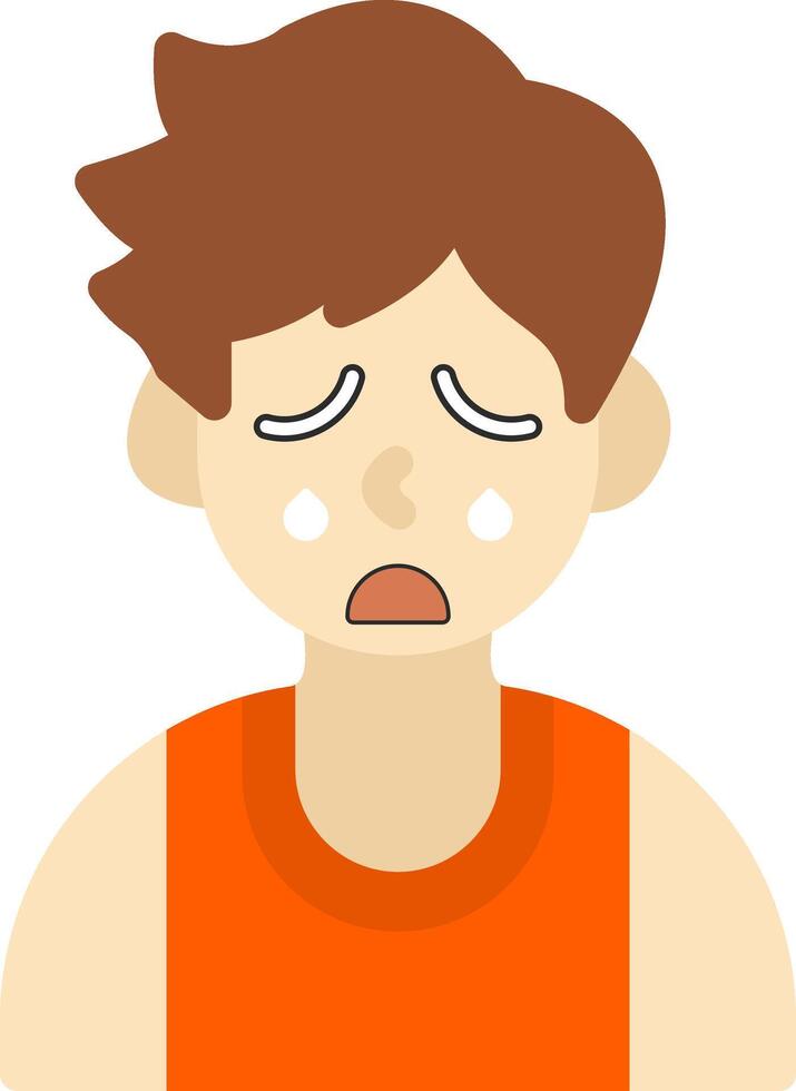 Sweating Boy Face Flat Emoji vector