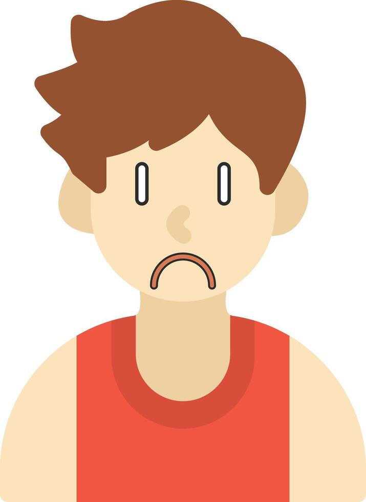 Unhappy Boy Flat Face Icon vector