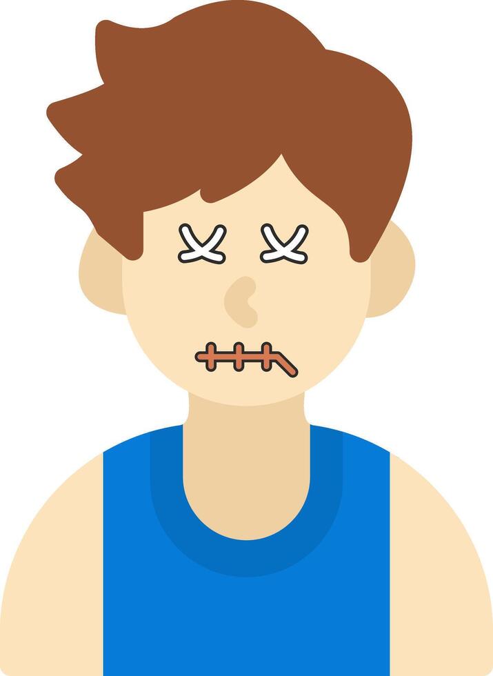Zipper Mouth Boy Flat Style vector