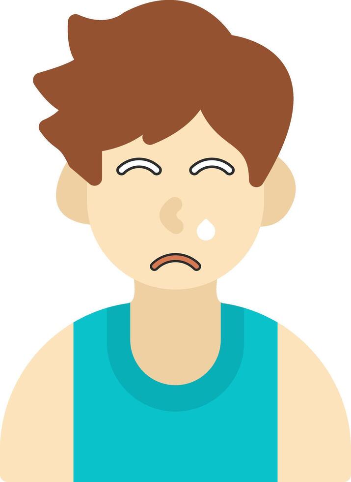 Cold Sweat Face Flat Icon vector