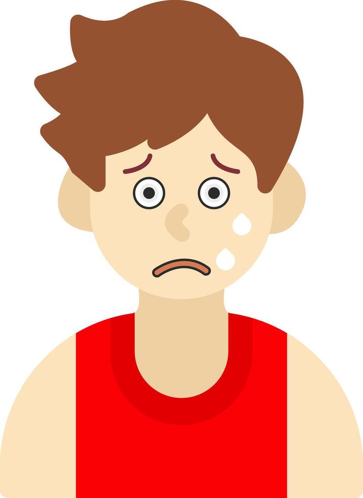 Anxious Boy With Sweat Icon vector