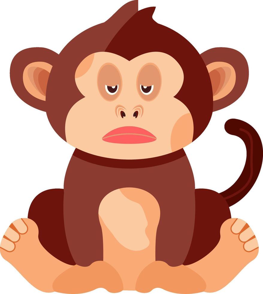 Sad Monkey Crying Flat Illustration vector