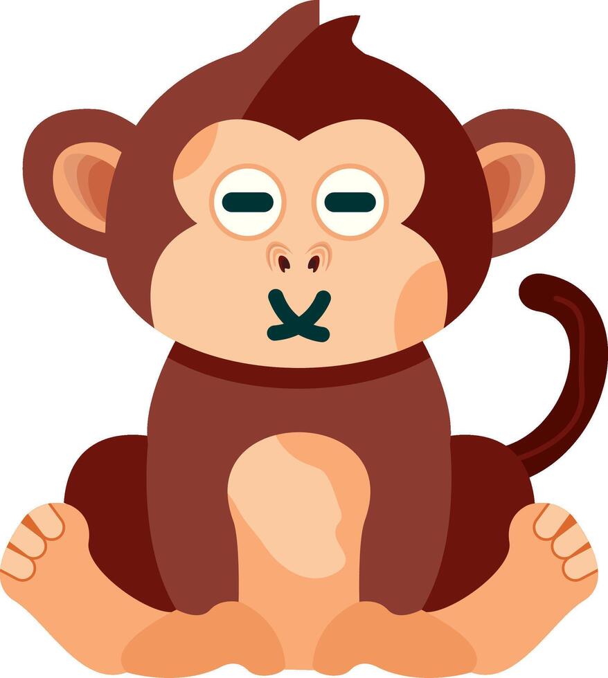 Muted Monkey with Crossed Mouth Icon vector