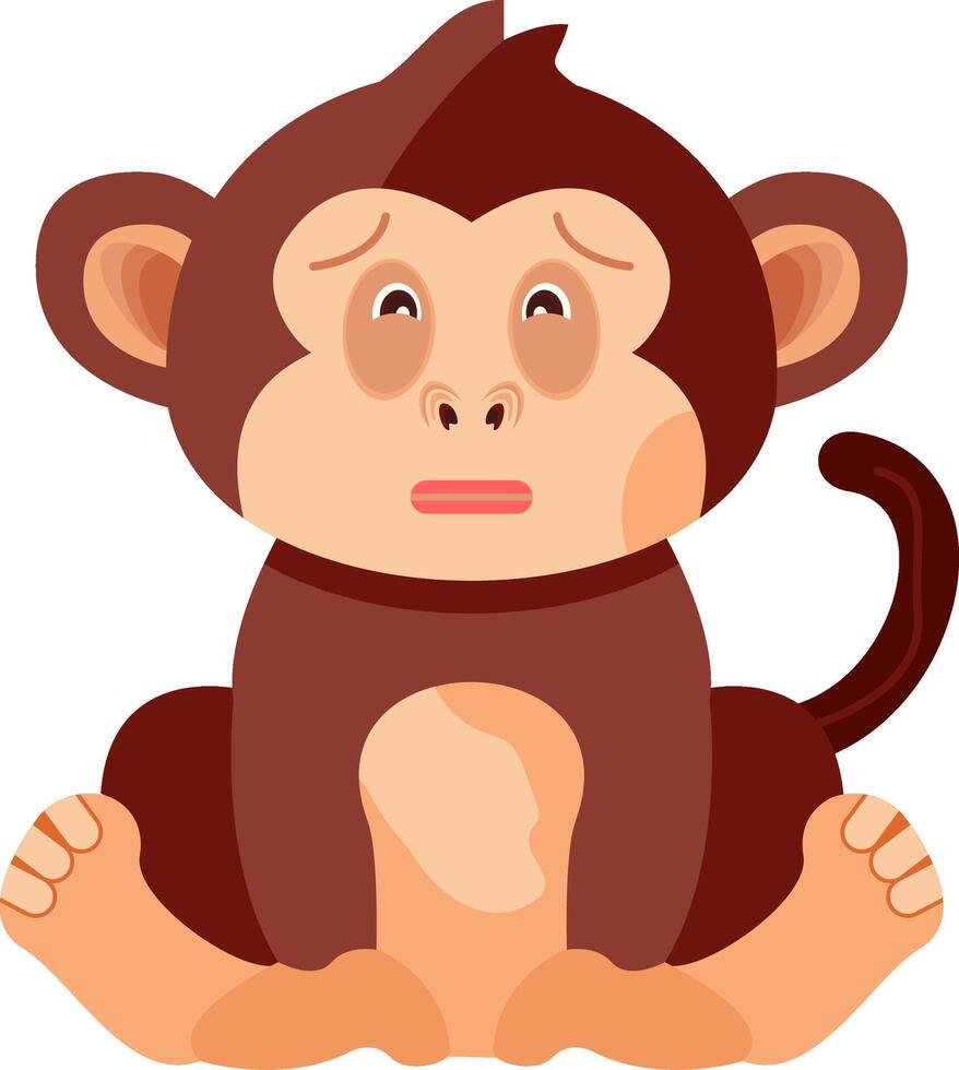 Pensive Monkey with Deep Thought Face vector