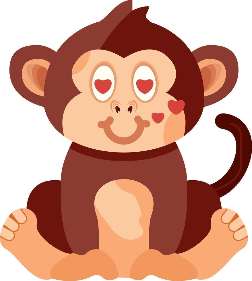 Monkey Smiling With Heart Eyes Icon vector