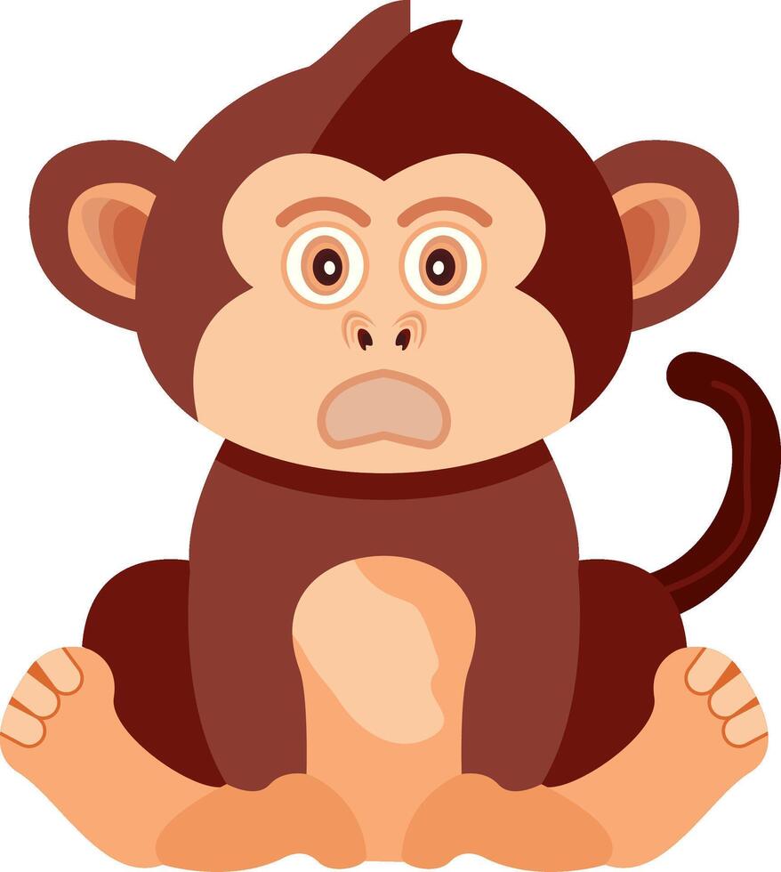 Fearful Monkey with Scared Face Icon vector