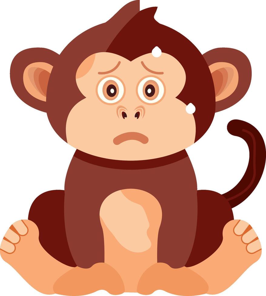 Anxious Monkey with Sweat Droplets vector