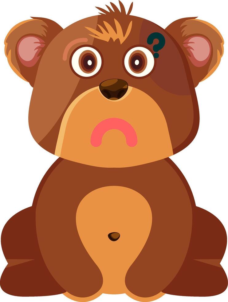 Thinking Bear Face Colourful Icon vector