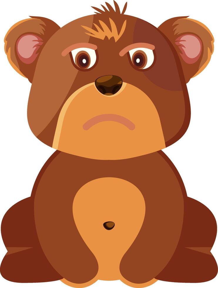 Unamused Bear Face Flat Illustration vector