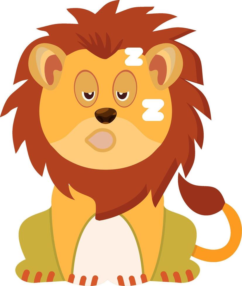 Sleeping Lion Face Cartoon Icon vector