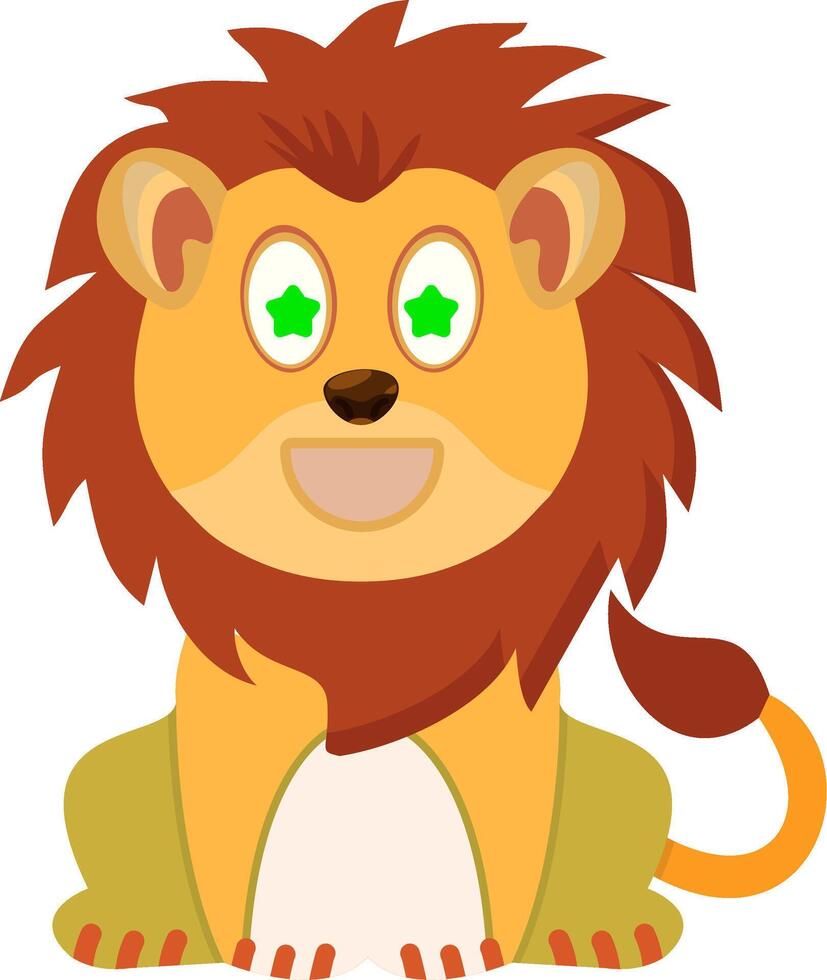 Starstruck Lion Expression Flat Icon vector