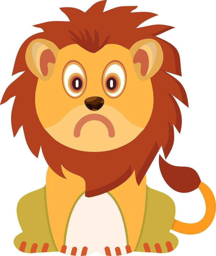 Unhappy Lion Sad Expression vector